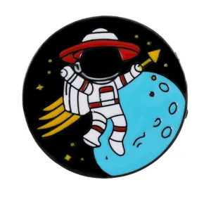 Creative astronaut enamel brooch pin with space planet and stars for clothes and bags