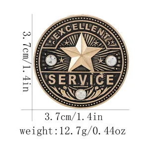 Close-up of Excellent Service medal with rhinestones, 3.7cm diameter and 12.7g weight