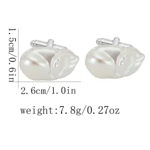 Dimensions détaillées des boutons de manchette en perles baroques avec monture en argent