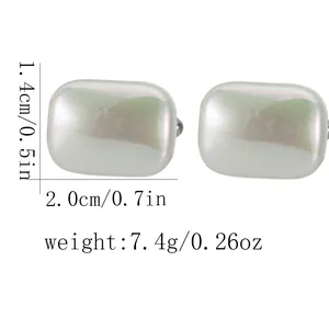 Boutons de manchette argentés avec perle irrégulière pour homme et dimensions