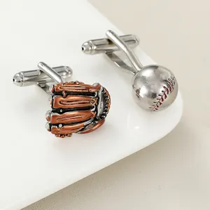 Baseball Cufflinks Creative Copper Baseball And Glove Design Men Sport Jewelry Silver Bronze Business Shirt Accessory Gift
