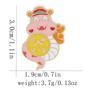 Enamel snake brooch dimensions showing 3.0cm height and 1.9cm width measurements