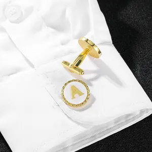 Elegant gold-plated alphabet letter A cufflinks for men French shirt business attire