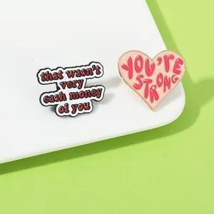 Alloy Enamel Pin Brooch Set Motivational Heart Cloud Design Slogan Badge For Clothes Bag Decoration Unisex Accessories
