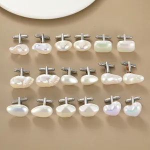 Élégants Boutons de Manchette Chemise Affaires Homme Alliage Künstliche Perle d'Imitation Strass Irrégulier Coeur Géométrique Bijoux de Mariage