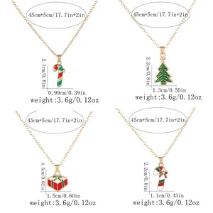 Detailed size chart showing dimensions and weight for Christmas enamel necklaces
