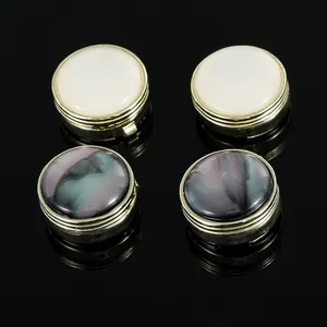 Vintage Men French Shirt Cufflinks Gold Plated Alloy Button Covers With Shell Inlay Formal Business Jewelry Accessory