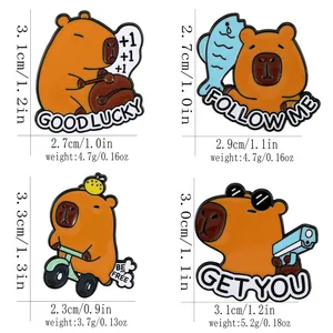 Lot de broches émaillées capybara avec slogans amusants et mesures détaillées incluses