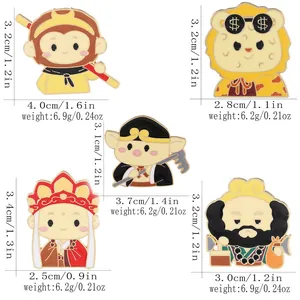 Cartoon Journey to the West Emaille-Pin-Set mit Sun Wukong und klassischen Charakteren