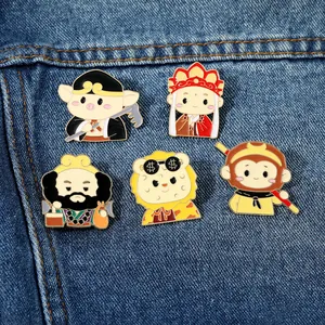 Die Reise nach Westen Emaille-Anstecknadel-Set mit Sun Wukong auf blauem Denim