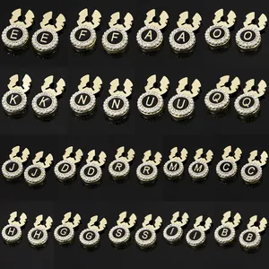 Gold Plated Alloy Letter Button Covers For Men Shirt Rhinestone Enamel Alphabet Cufflinks Business Wedding Accessory