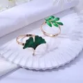 Ronds de Serviette en Alliage Strass Renne Feuille Or Argent Boucle de Serviette en Métal Pour Décoration de Table de Banquet