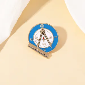 Vintage Alloy Enamel Compass Drafting Tools Brooch Pin Niche Design Ruler Scale Badge Jewelry Gift For Men Women