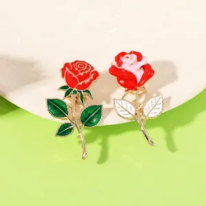 Eleganter Legierung Emaille Rose Blumen Brosche Für Damen Herren Romantische Botanische Abzeichen Pin Für Valentinstag Dating Kleidung Taschen Zubehör