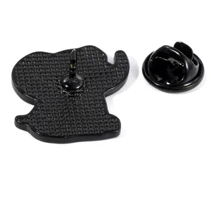 Cute black metal silhouette animal brooch pin with anti-slip texture and rubber back clasp