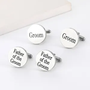 Boutons de manchette polis avec gravure Groom et Father of the Groom pour mariage
