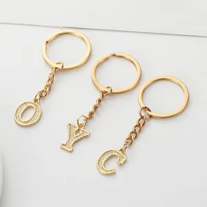 Detailaufnahme der goldenen Buchstaben-Schlüsselanhänger mit feiner Gitterstruktur