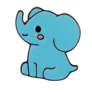 Cute sky blue cartoon elephant enamel pin crafted from alloy for bags and clothes
