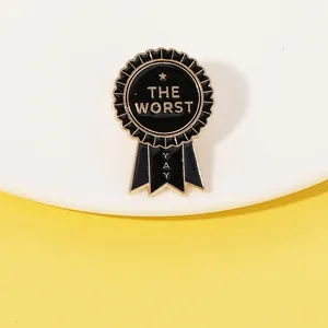 Funny Enamel Pin The Worst Yay Award Ribbon Shape Alloy Brooch Badge For Clothes Bag Accessories Jewelry Gift Unisex