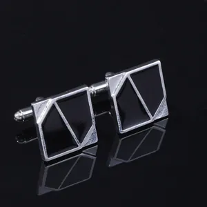 Vintage French Men Business Cufflinks Geometric Black Enamel Gold Silver Plated Alloy Shirt Jewelry Wedding Accessory