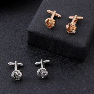 Boutons de Manchette Classiques en Cuivre Nœud d'Amour pour Homme Chemise Française Mariage Fête Bijoux Nœud en Métal
