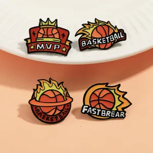 Spilla Sportiva Creativa Basket Smalto Set Spille Lega MVP Fastbreak Fiamma Badge per Studente Zaino Abbigliamento Decorazione Gioielli