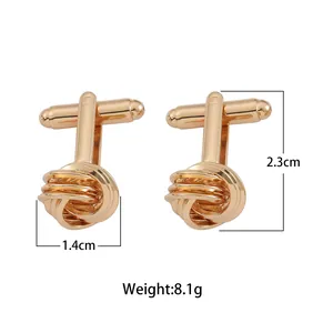 Boutons de manchette nœud tressé en or rose pour chemise d'homme avec fermoir pivotant