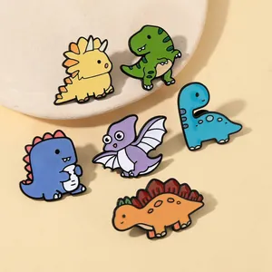 Cute Cartoon Dinosaur Enamel Brooches T-Rex Triceratops Pterosaur Alloy Pin Badges For Clothing Bags Kids Gift Jewelry