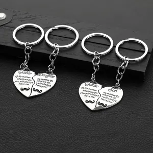 Portachiavi a cuore lucidi per Padre-Figlia e Padre-Figlio con incisioni sentimentali