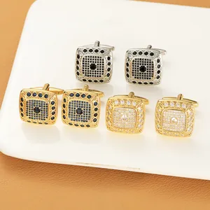 Luxus Quadrat Zirkonia Manschettenknöpfe Für Herren Französisches Hemd Business Hochzeit Party Kupfer Gold Silber Schmuck