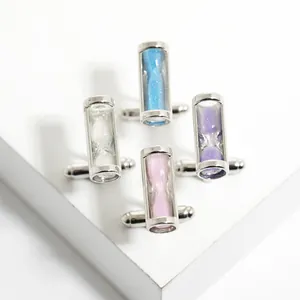 Boutons de Manchette Créatifs Sablier Sable Pour Hommes Alliage Métal Verre Unique Affaires Mariage Accessoires de Chemise Formelle Cadeau