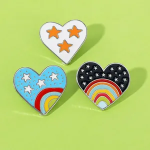 Broche en Émail de Coeur Créative Alliage Arc-en-ciel Étoile Badge Pour Vêtements Sacs Bijoux Cadeau Pour Unisexe Femmes Enfants