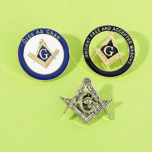 Masonic Freemasonry Symbol Brooch Pin Alloy Enamel Vintage Square Compasses Eye Of Providence Badge For Unisex Lapel Jewelry