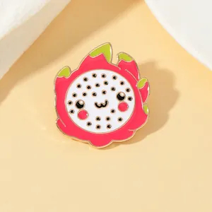 Cute Cartoon Dragon Fruit Enamel Pin Alloy Metal Fruit Brooch For Clothing Bags Accessory Personalized Badge Jewelry Gift