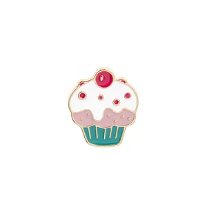 Cute enamel cupcake brooch badge featuring colorful drip oil metal alloy design