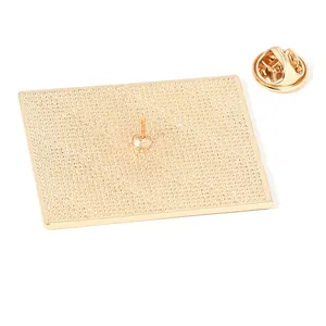 Rectangular gold enamel pin back with butterfly clutch and non-slip texture