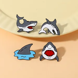 Épingles en Émail de Requin de Dessin Animé pour Sacs à Vêtements Badges d'Animaux en Alliage Broches pour Sacs à Dos Vestes Bijoux Cadeau
