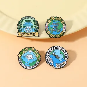 Collection d'épingles en émail de Protection de l'environnement Baleine Ours Polaire Terre Broche en Alliage pour Sac