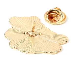 Golden Panda metal brooch with enamel finish and secure butterfly clutch backing