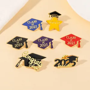 Detailed set of 2025 graduation enamel pins with Class of 2025 and mortarboard designs