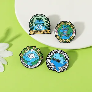 Détails des épinglettes écologiques en émail avec motifs de terre et d'ours polaire