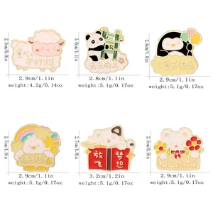 Set di 6 spille smaltate con animali carini per zaini bambini, design assortiti