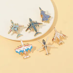 Enamel Airplane Brooch Pin Alloy Aircraft Fighter Jet Helicopter Badge Military Aviation Jewelry For Backpack Accessories