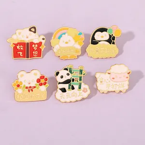 Collezione Spille in Smalto Animali Cartoni Animati Lega Gatto Panda Pinguino Per Bambini Regalo Giorno dei Bambini Borsa