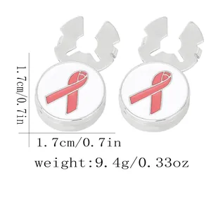 Silver round breast cancer awareness pink ribbon cufflinks for men suit shirts