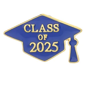 Blauer und goldener Class of 2025 Doktorhut Emaille-Pin mit Quasten-Detail