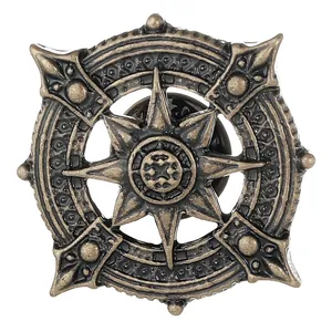 Retro bronze anchor and compass rose brooch pin for suit accessories and decorations