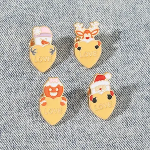 Set of 4 Christmas enamel pins with Santa, reindeer, snowman and LOVE heart design