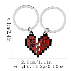 Detail van pixel hart sleutelhanger met afmetingen en gewicht voor vriendschapsitems