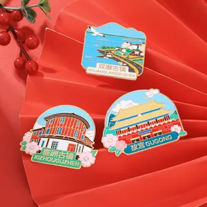 Traditionelle chinesische Wahrzeichen-Magnete mit Palastmuseum und antiker Altstadt-Szenerie